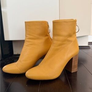 Stylish Leather Mustard Ankle Boots